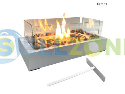 Διακοσμητικό επιτραπέζιο τζάκι βιοαιθανόλης σε λευκό χρώμα με σετ αξεσουάρ – DD531